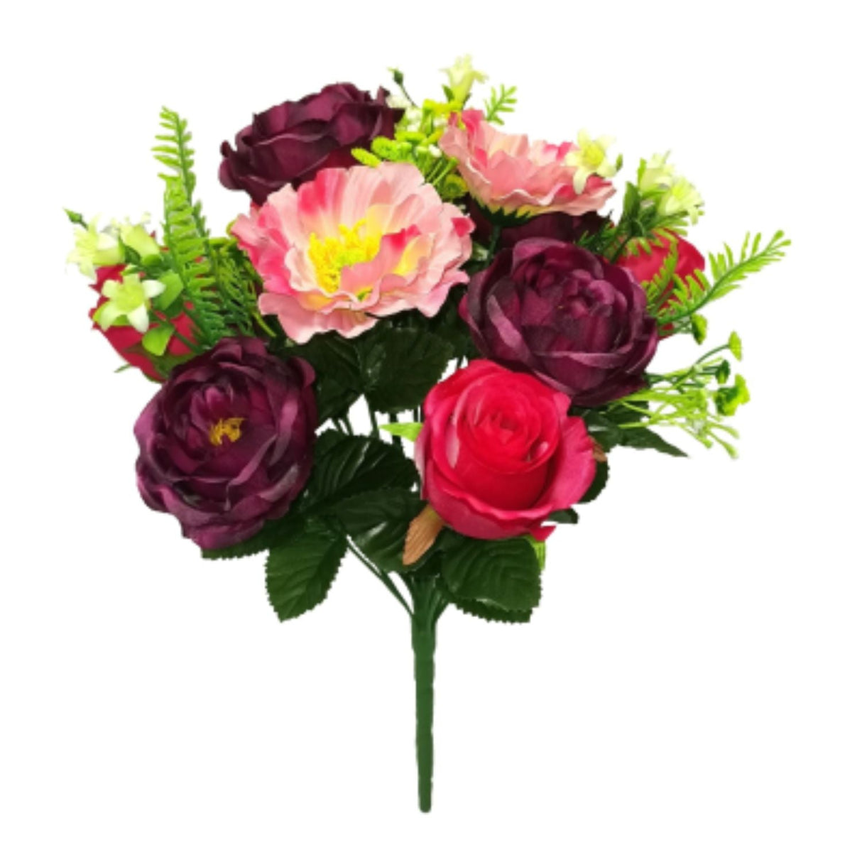 Sincere Floral 38cm Purple Poppy & Rose Blossom Foliage - Old Railway Line Garden Centre
