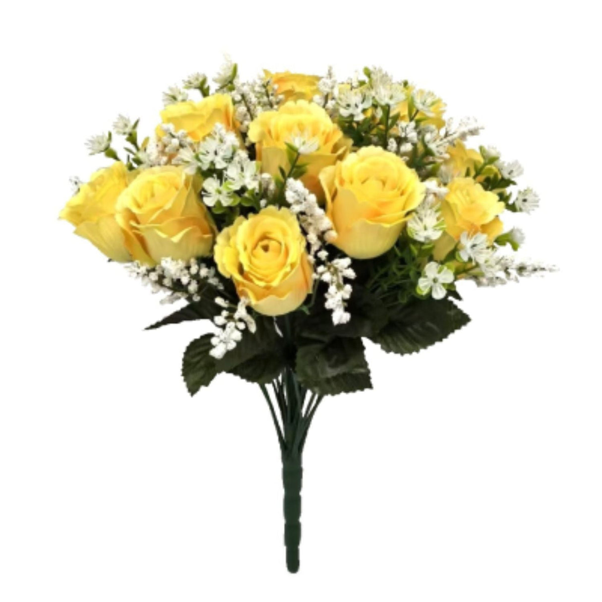 Sincere Floral 38cm Yellow Rosebud & Gypsophila Blossom Bouquet - Old Railway Line Garden Centre