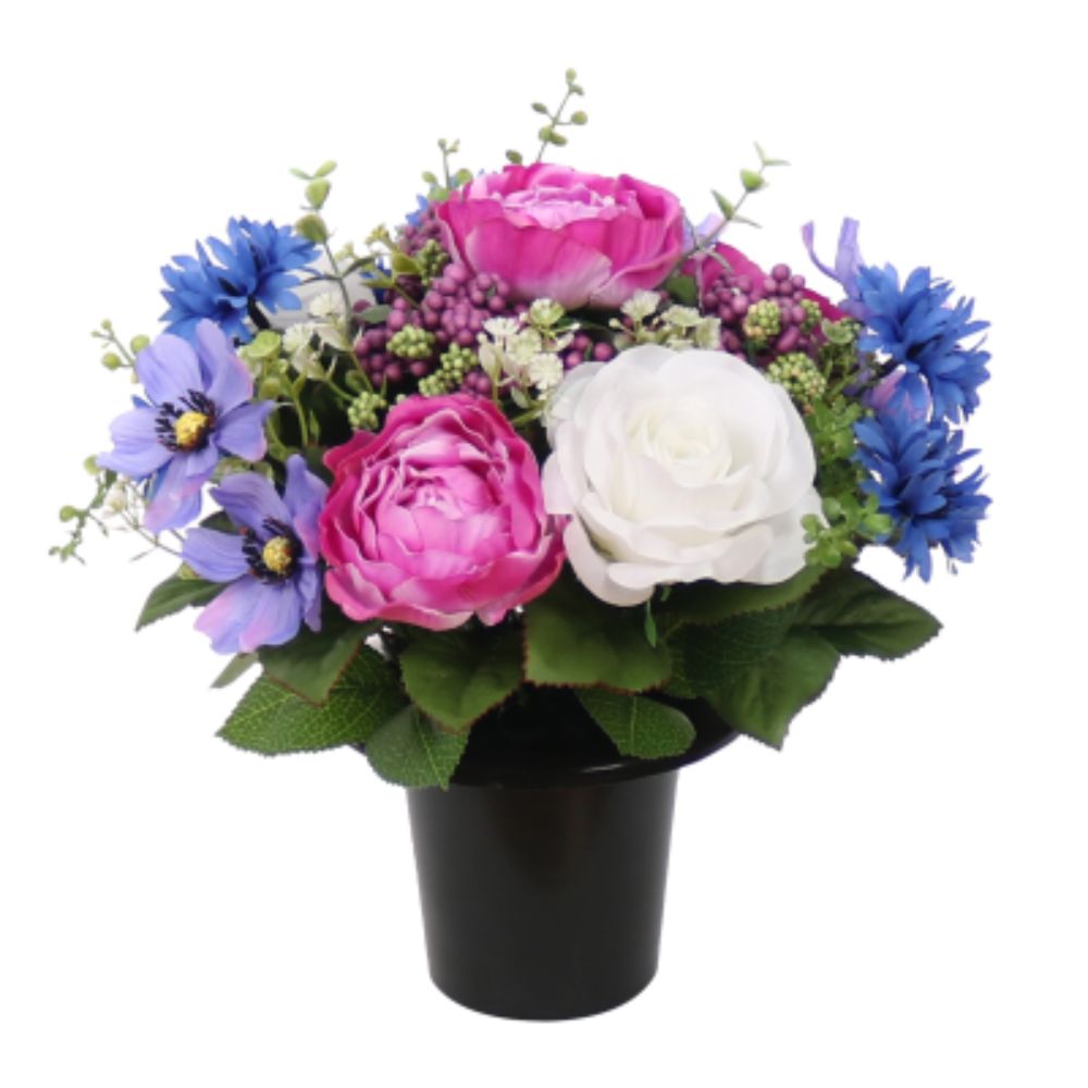 Sincere Floral 25cm Blue Anenome Cornflower Rose Berry