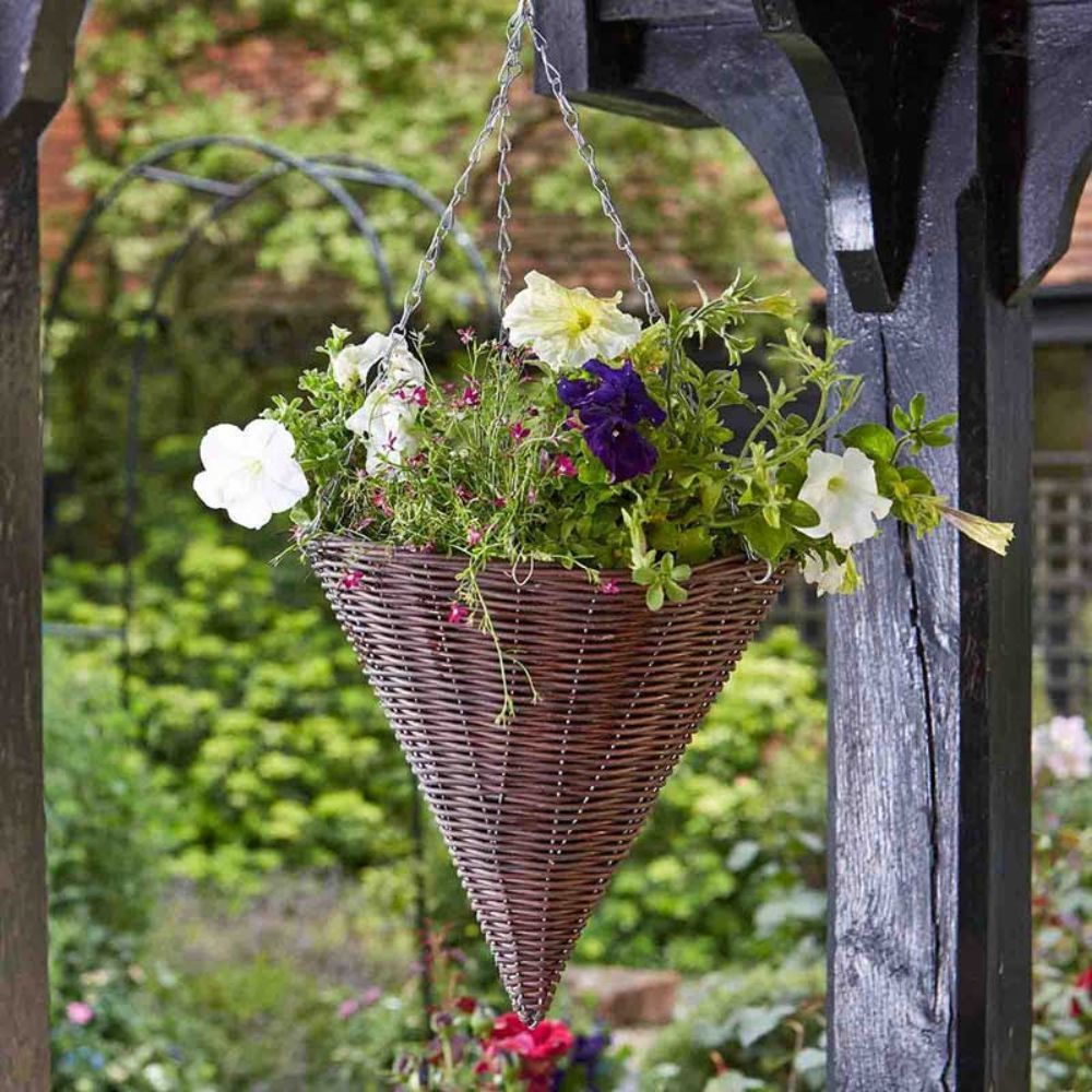 Smart Garden 14" Chestnut Faux Rattan Hanging Cone