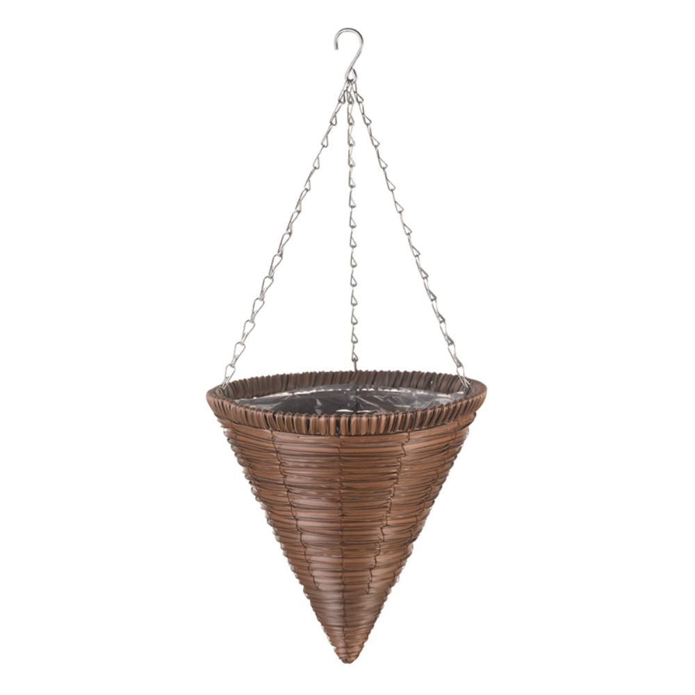 Smart Garden 14" Chestnut Faux Rattan Hanging Cone