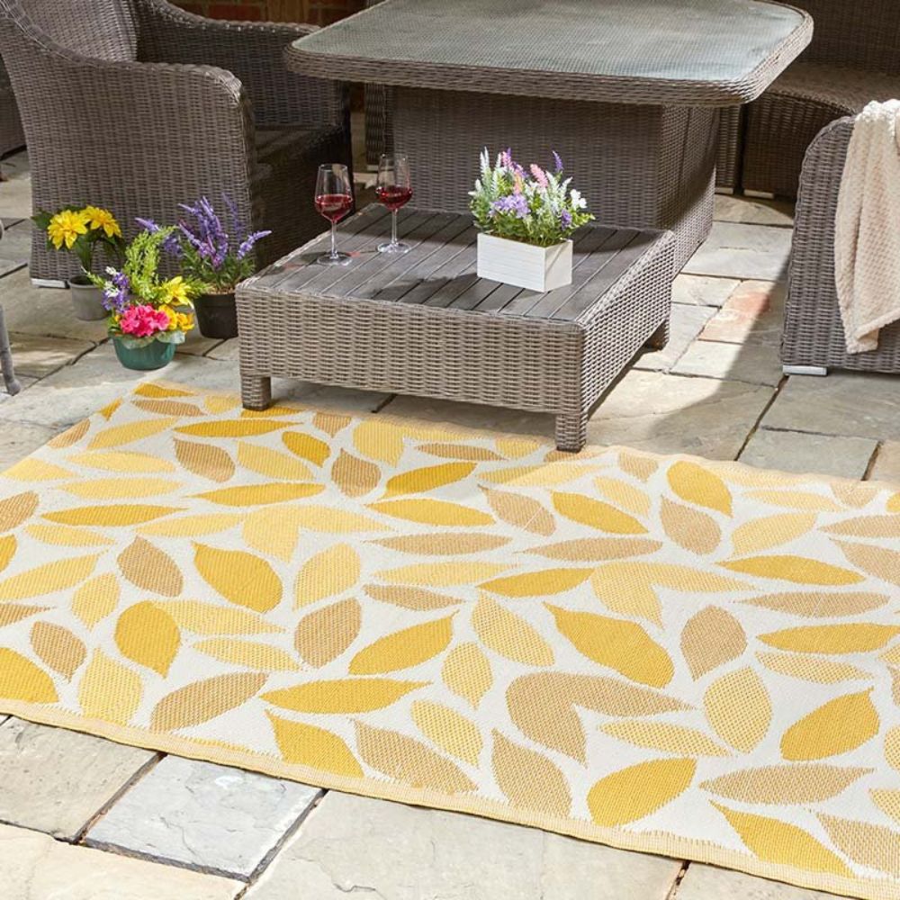 Smart Garden 240cm Flora Leaves Yellow Alfresco Mats
