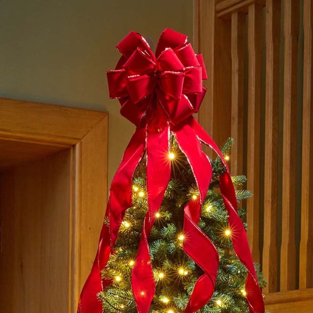 Smart Garden 24cm LongTail Velvet Tree Bow - Ruby