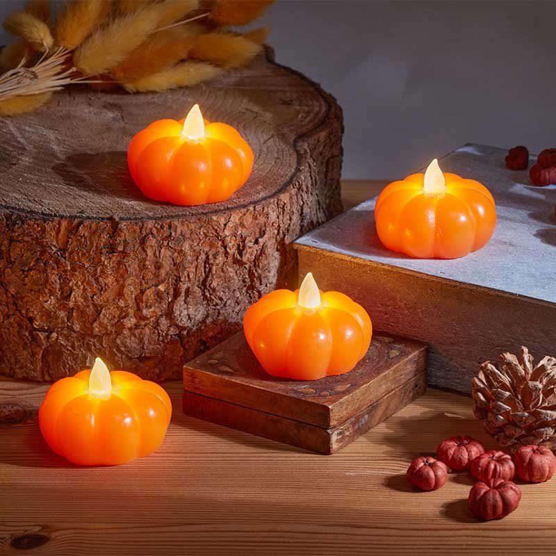 Smart Garden 4cm Mini Pumpkin LED Candles - (Pack of 4)