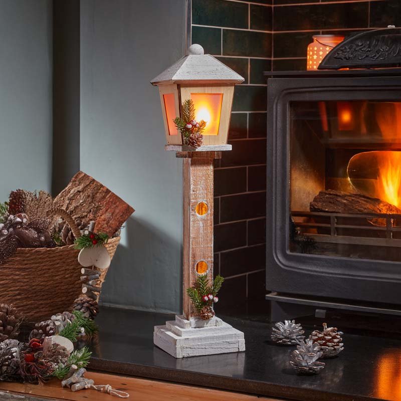 Smart Garden 53cm DecorWood CoolFlame Lamp Post - Warm White