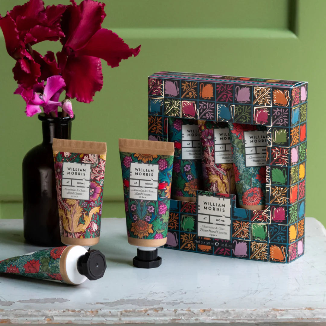 William Morris Sunflower Swan Clementine & Clove Three Hand Creams