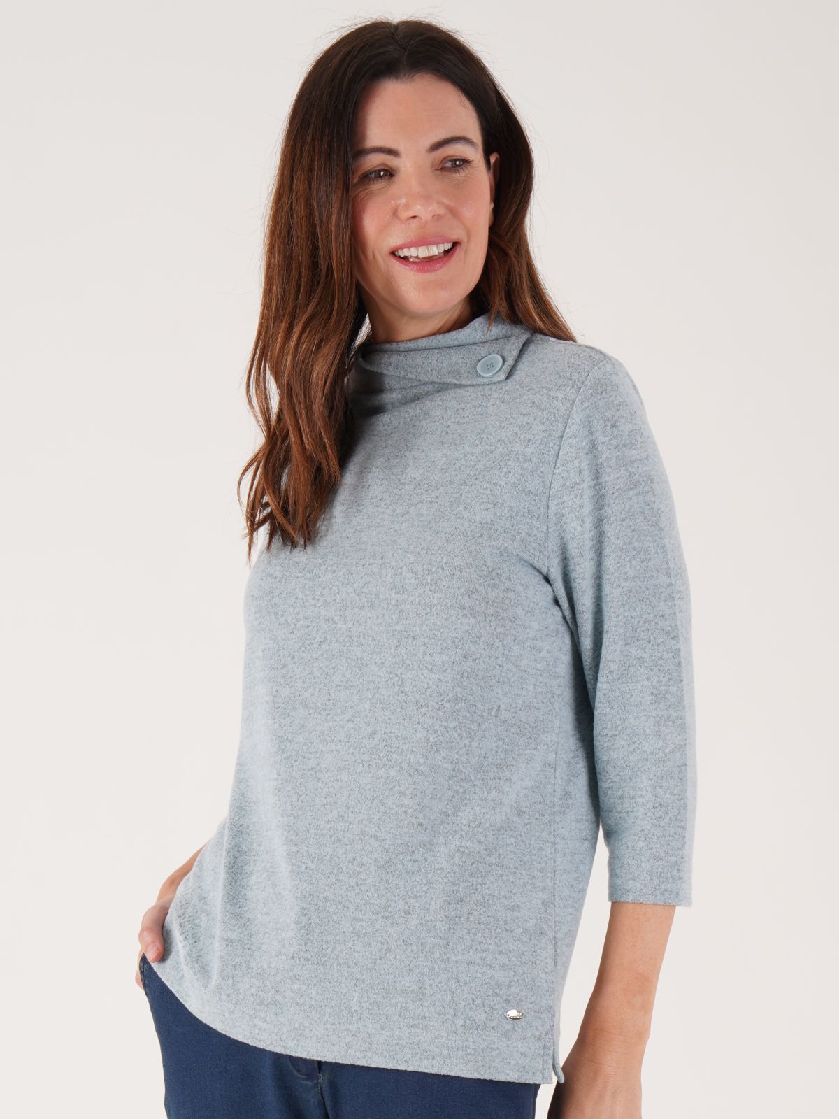 TIGI 18/20 Light Blue Split Glacier Turtleneck Top - T25-06A