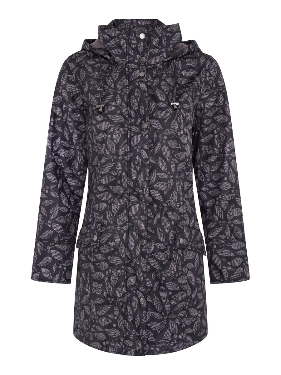 TIGI 10/12 Black Tonal Stamp Leaf Print Coat - T25-07E