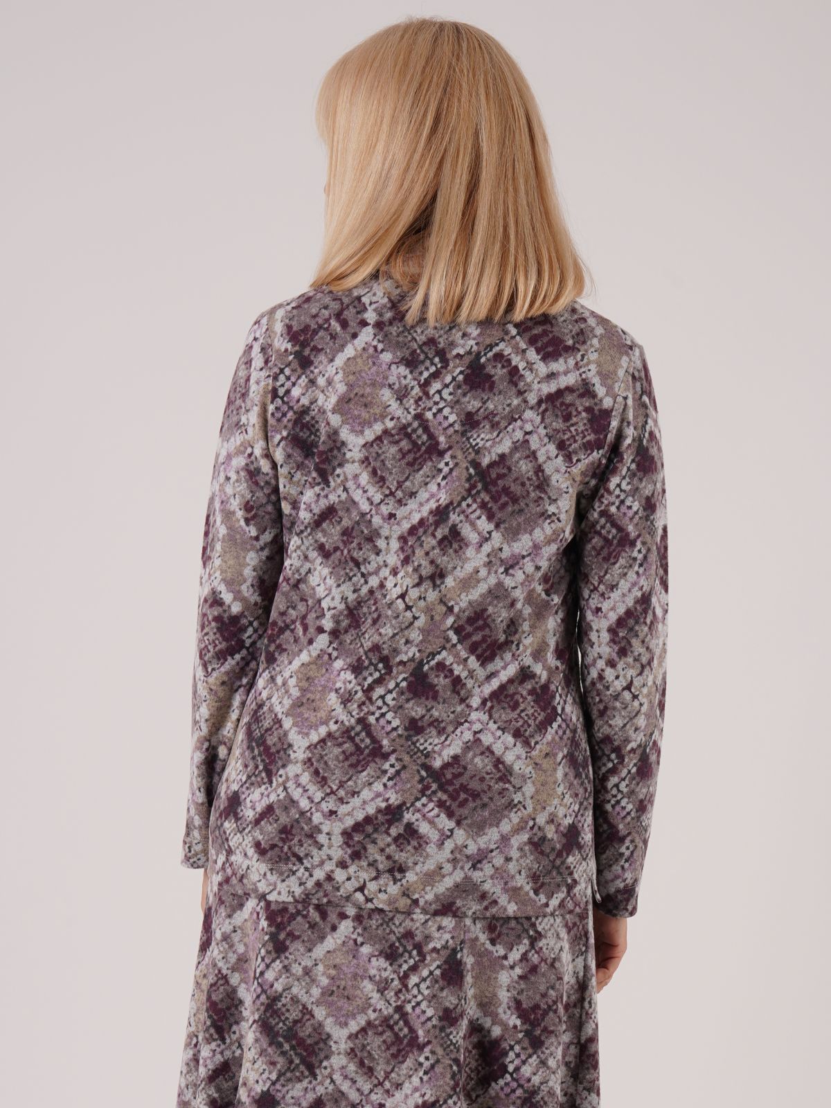 TIGI 14/16 Purple Mosaic Print Cowl Neck Top - T25-08C