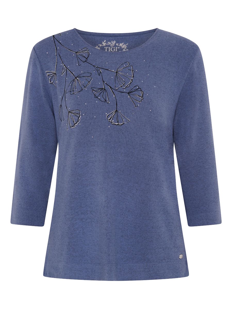 TIGI 22/24 Blue Fine Line Flower on Shoulder Top - T25-09B