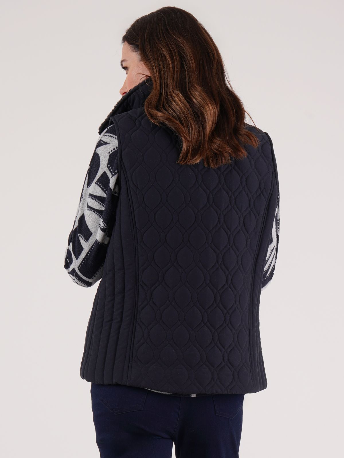 TIGI 14/16 Navy Quilt Sherling Gilet - T25-13D