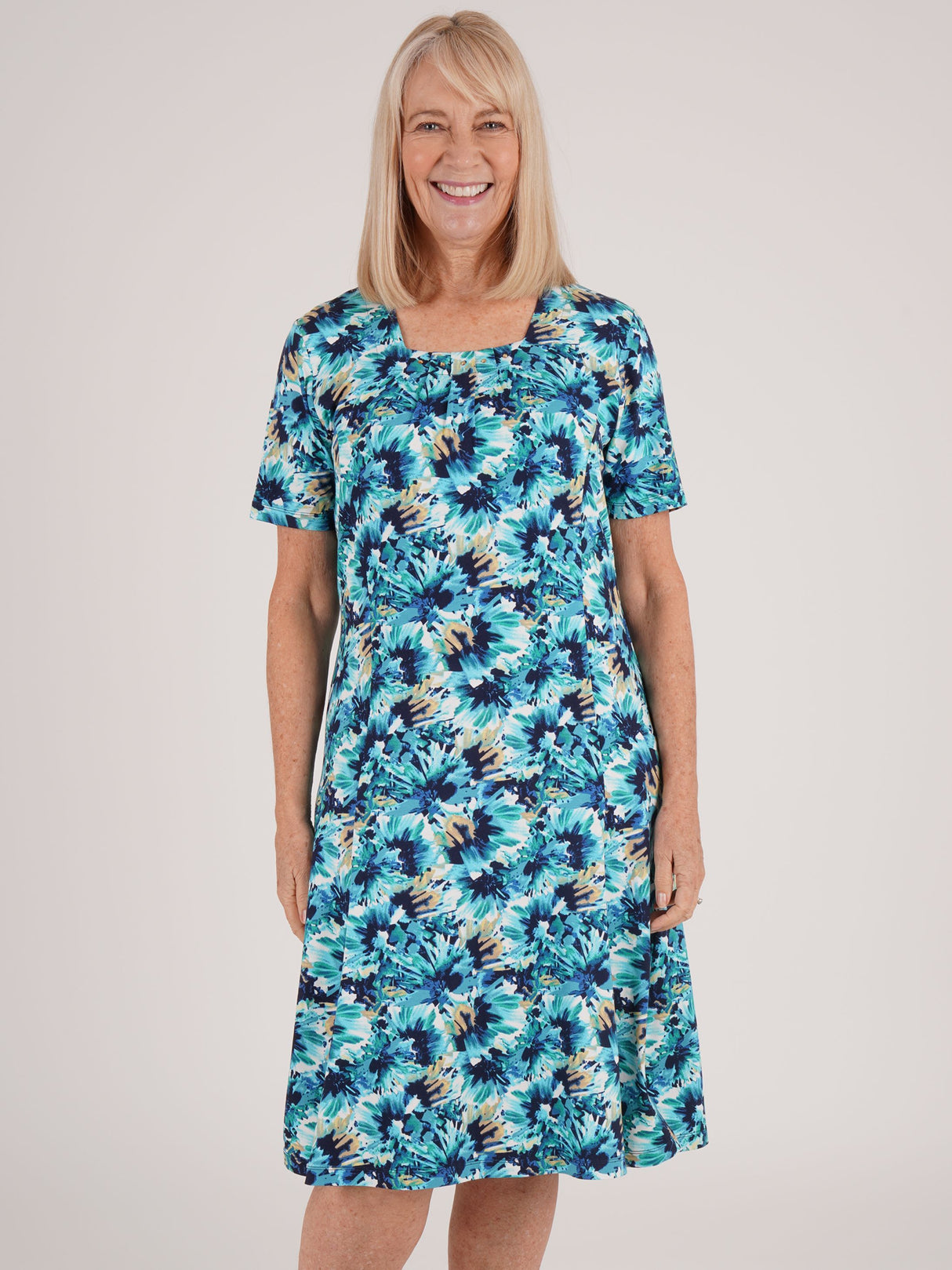 TIGI 10/12 Blue Splash Leaf All-over Print Dress - T25-30E