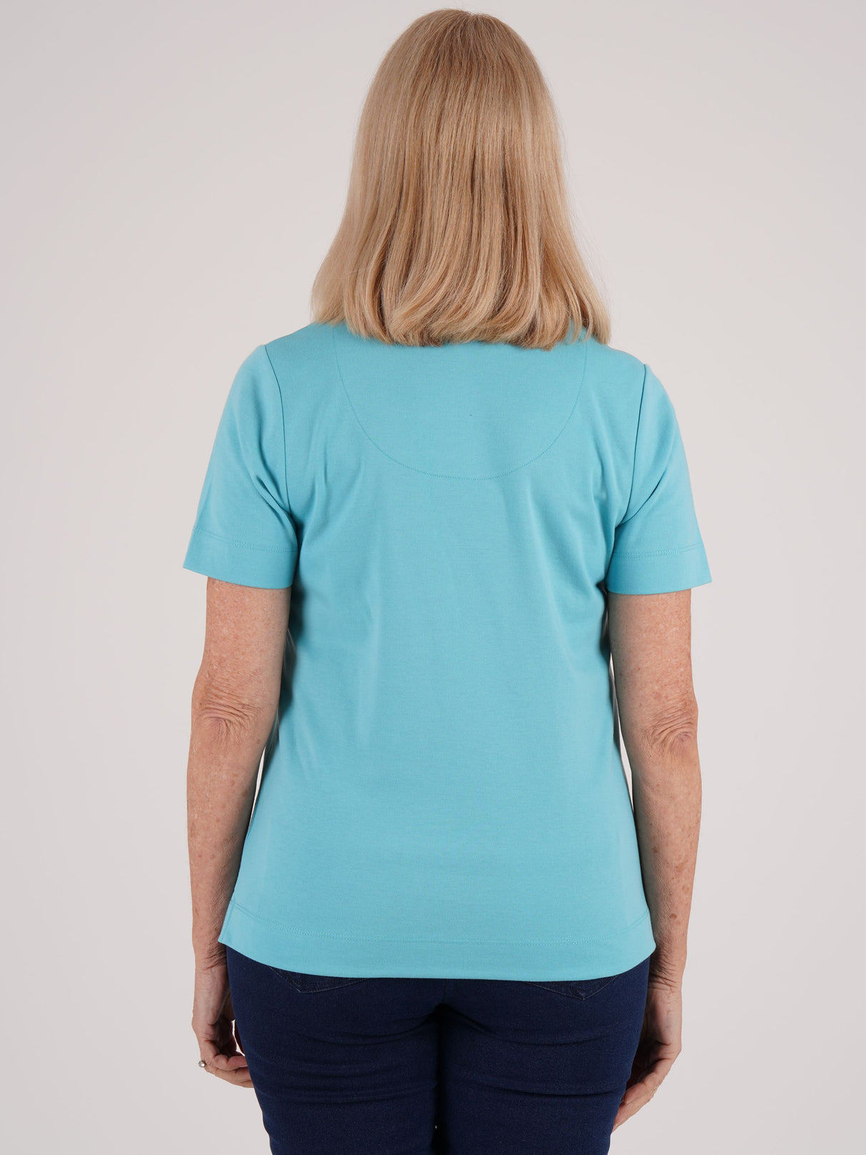 TIGI 14/16 Blue Trellis Square Neckline Top - T25-33B