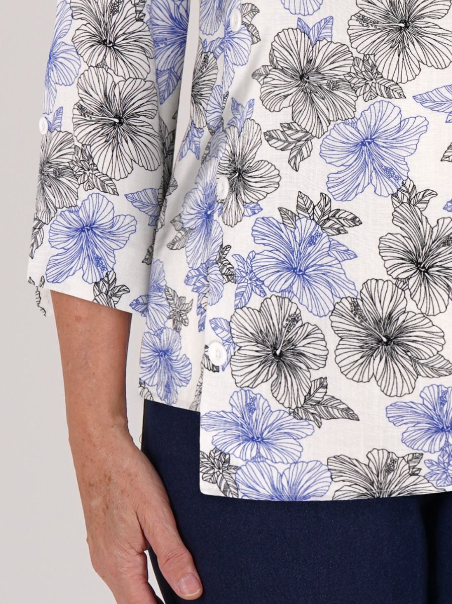 TIGI 10/12 Ultramarine Linear Floral Asymmetric Top - T25-33E