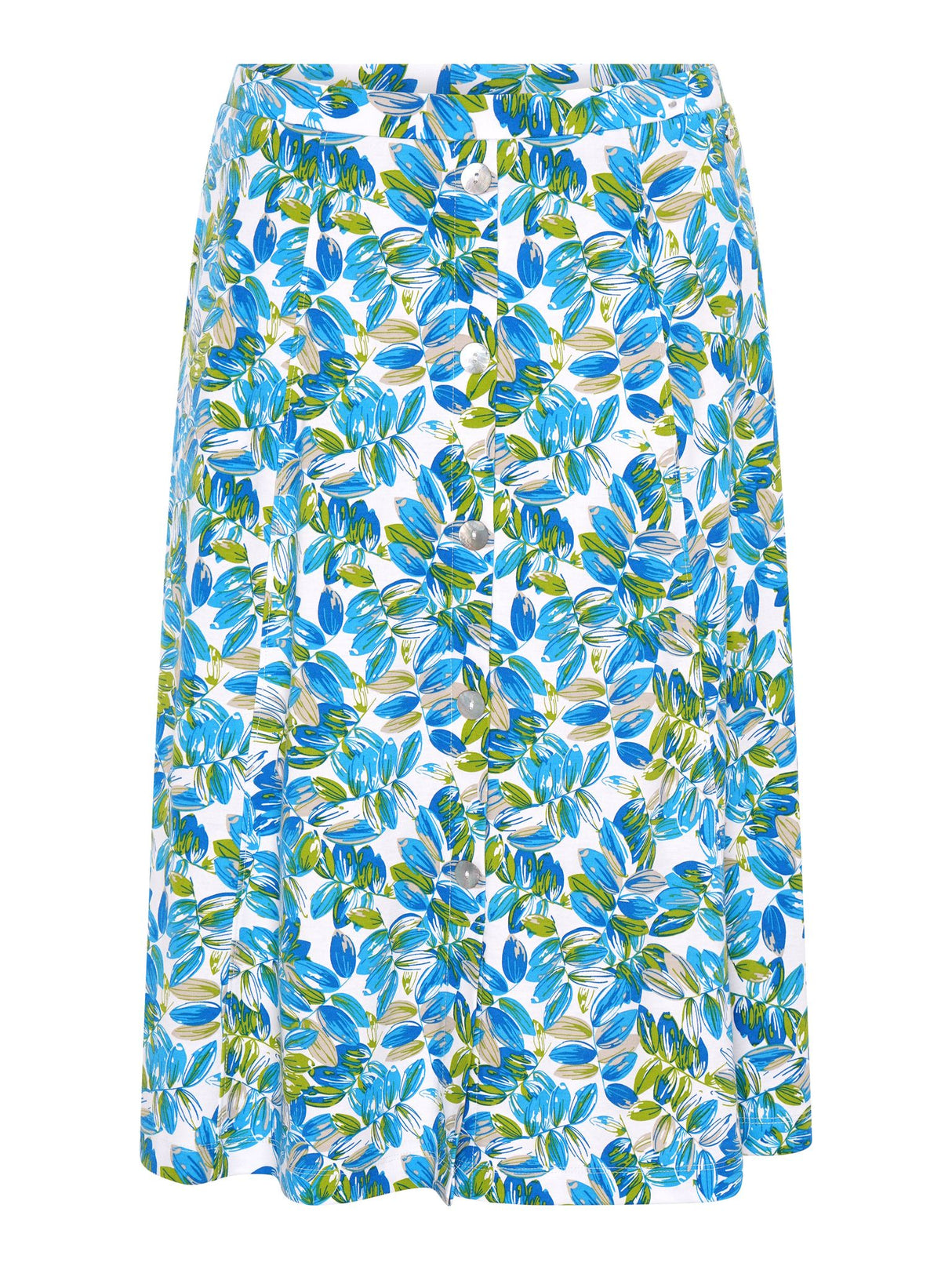 TIGI 10/12 Short Blue/Green Floral Button Skirt - T25-34DS