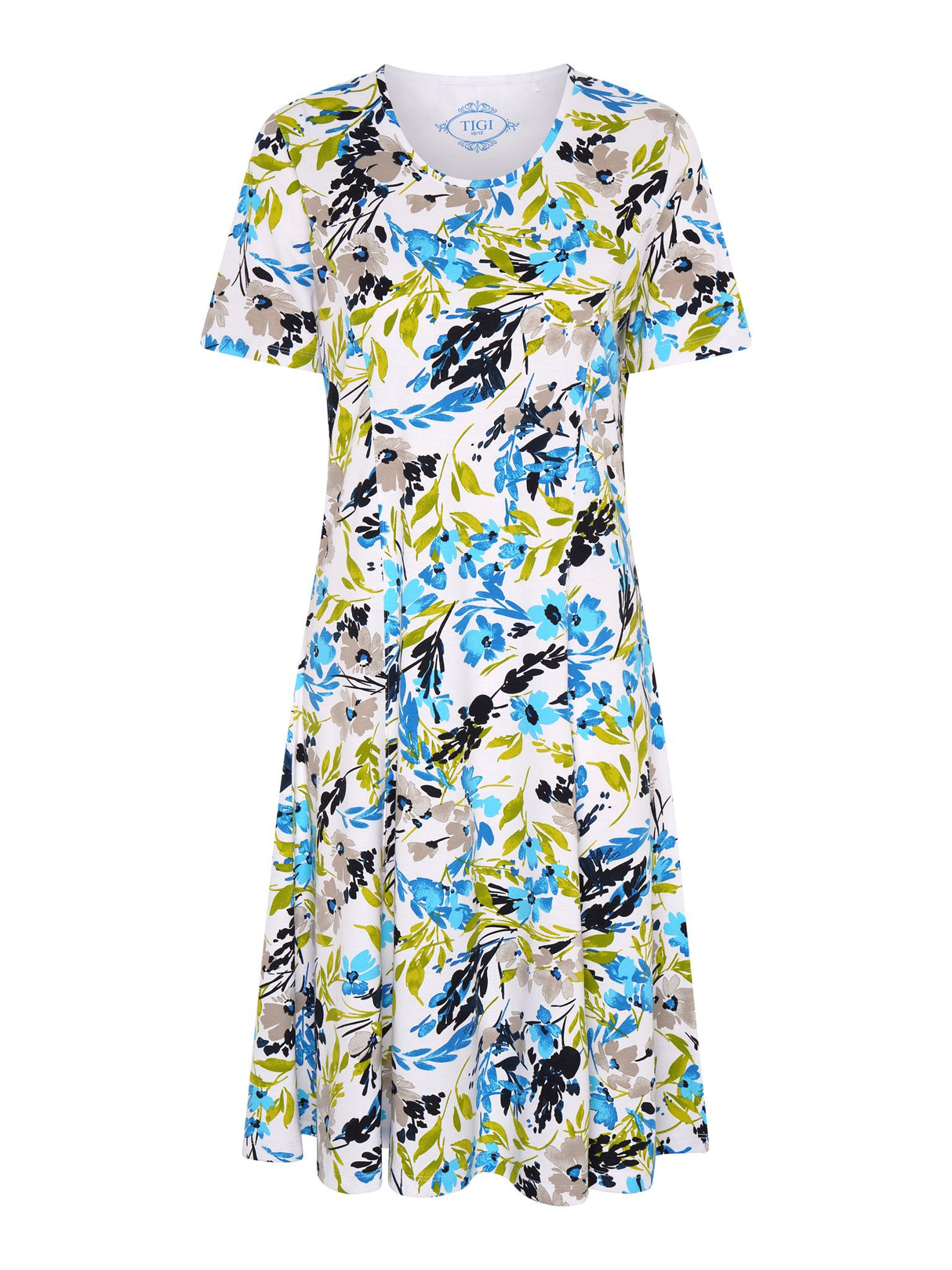 TIGI 10/12 Green Bouquet Floral Print Dress - T25-34E