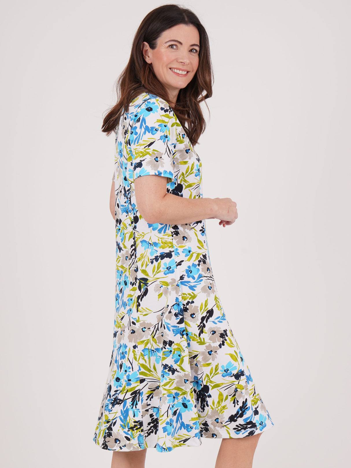 TIGI 10/12 Green Bouquet Floral Print Dress - T25-34E