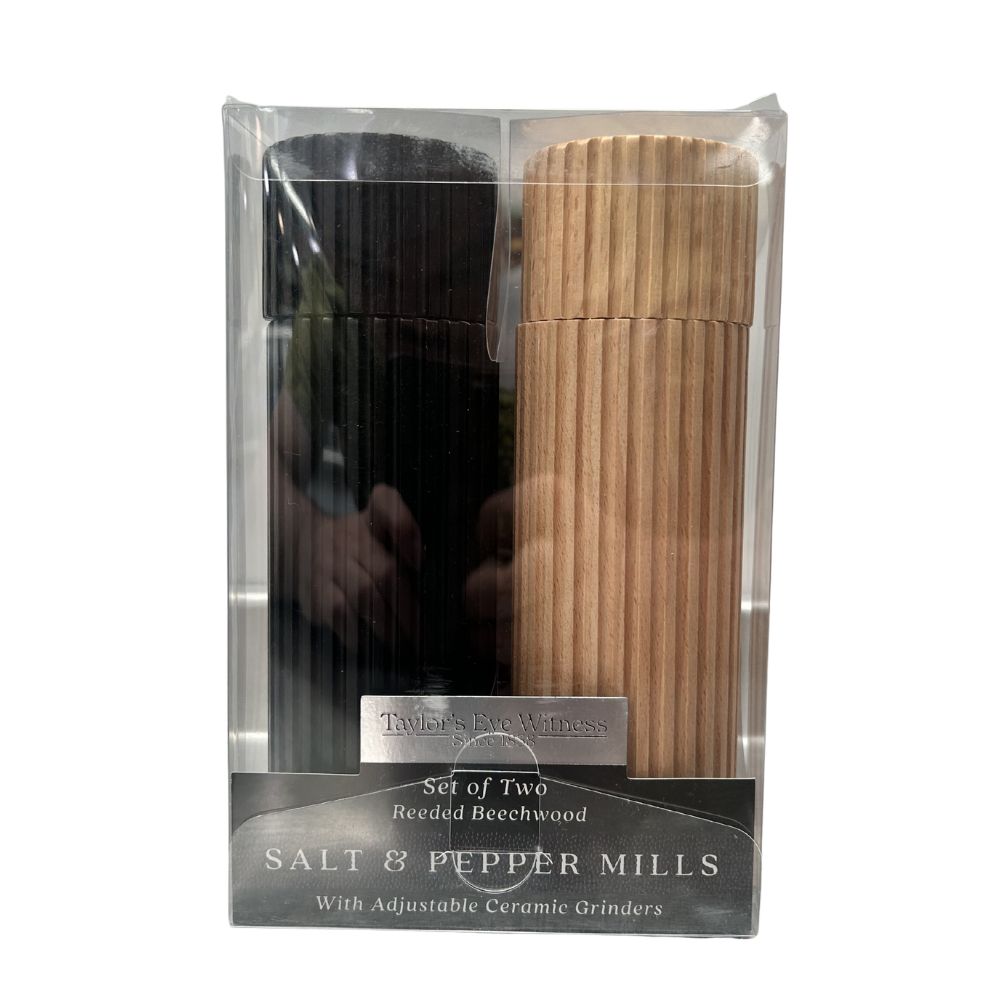 Taylor's Eye Witness Reeded Beechwood Salt & Pepper Mills