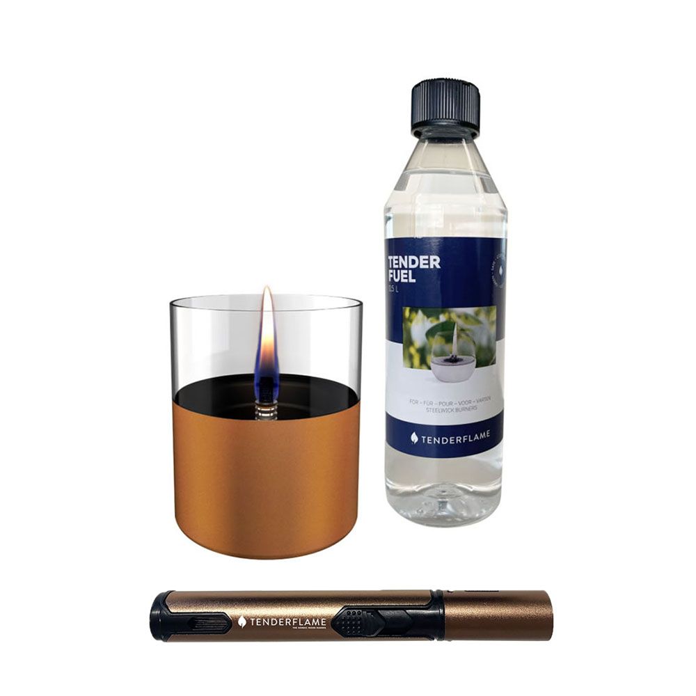 Tenderflame Lilly 10 Giftset with Fuel & Lighter - Copper