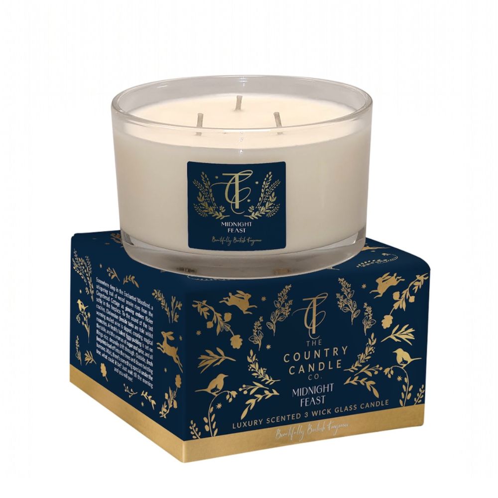 The Country Candle Co 13cm Enchanted Woodland-Midnight Feast 3 Wick Candle