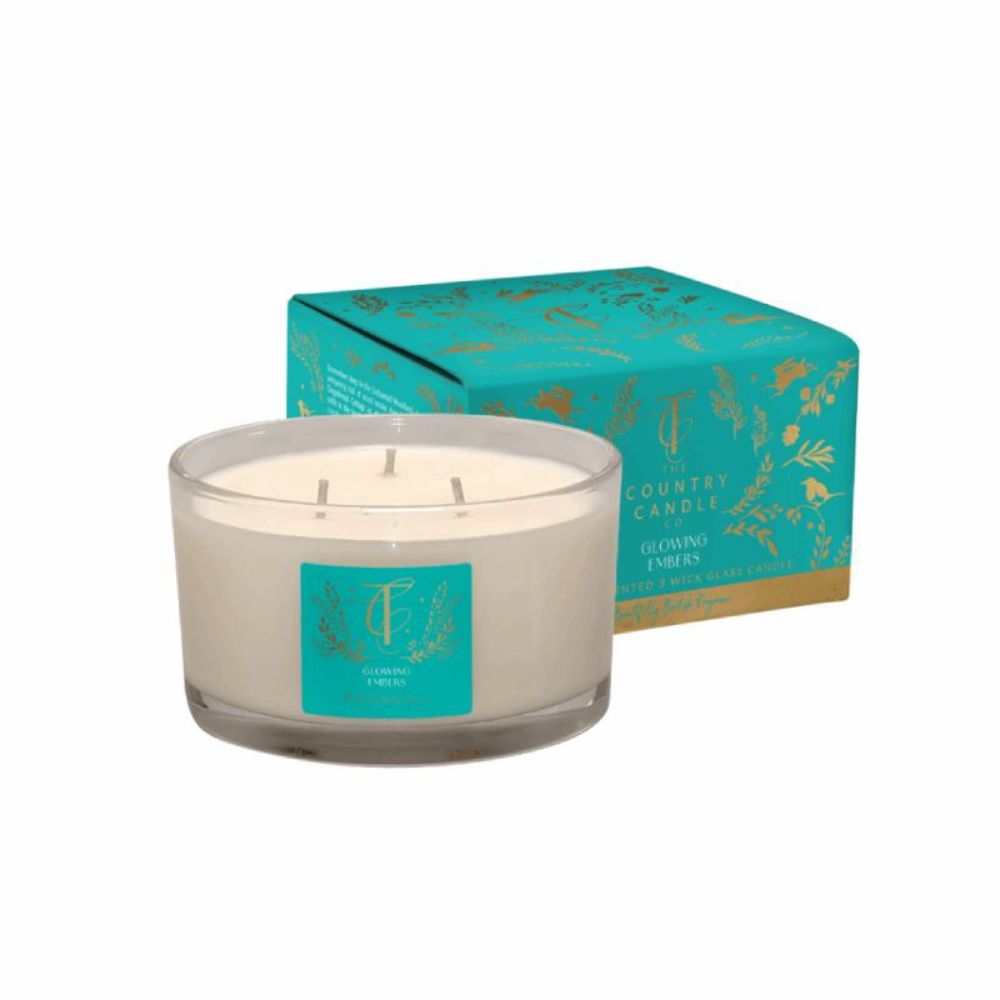 The Country Candle Co 13cm Glowing Embers Glass 3 Wick Candle
