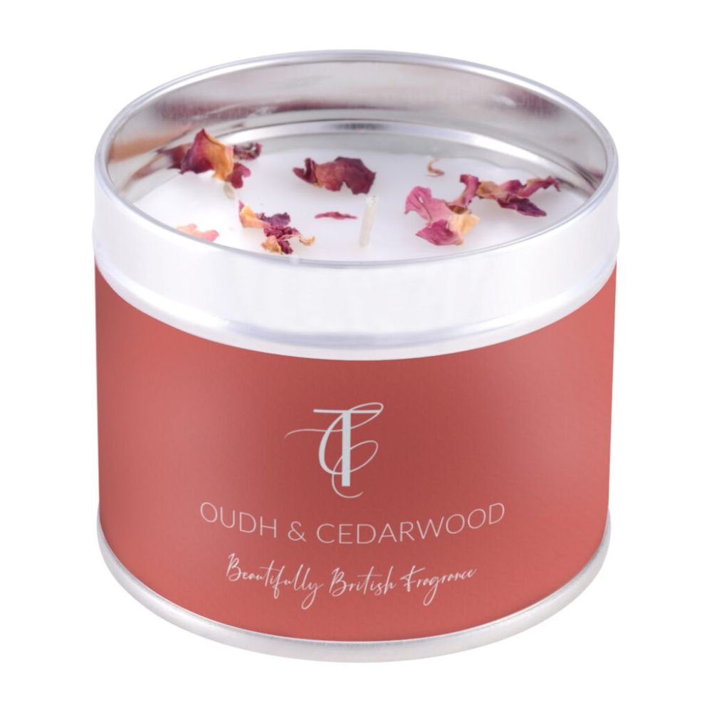The Country Candle Co - Pastels Oudh & Cedarwood Tin Candle - Old Railway Line Garden Centre