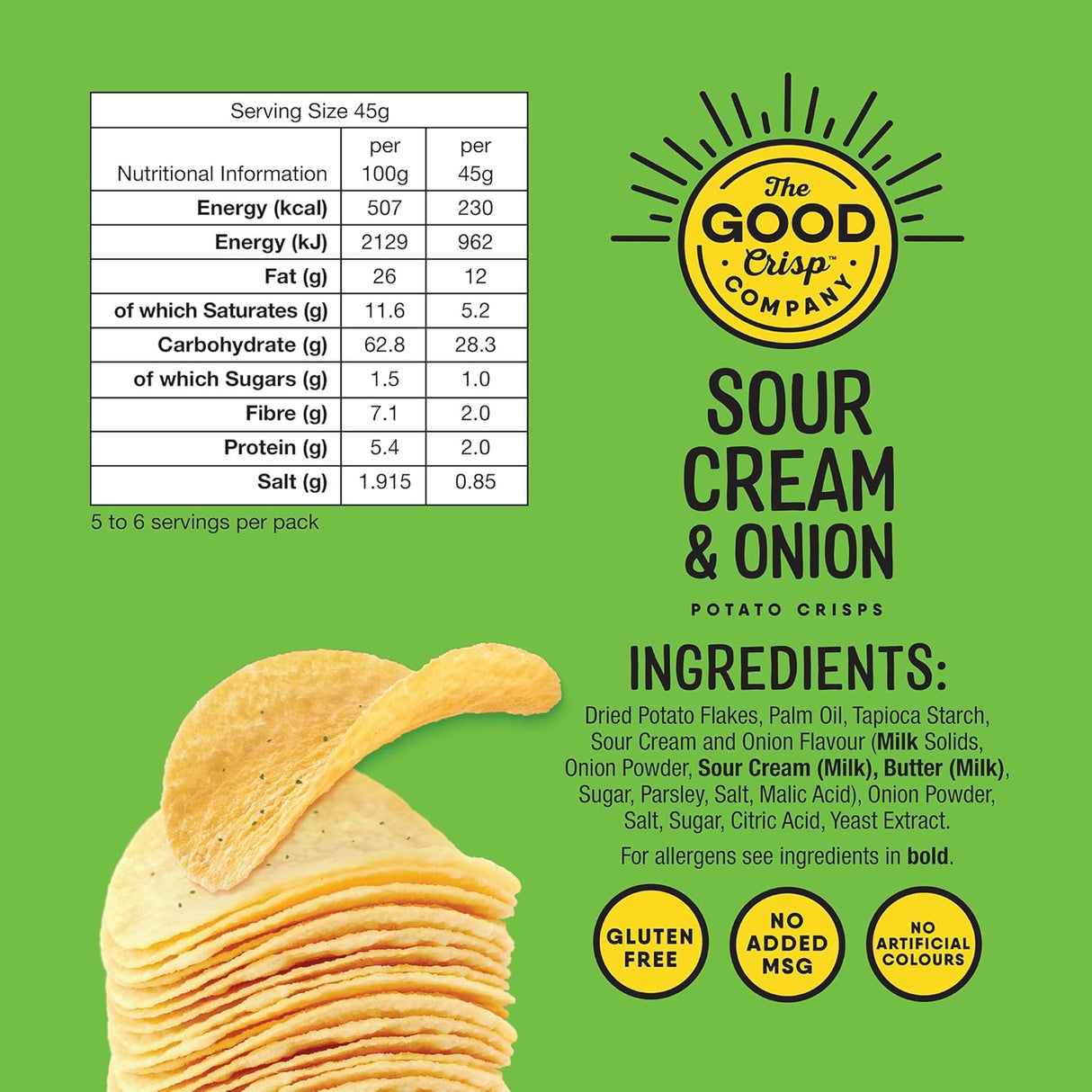 The Good Crisp Co 45g Sour Cream & Onion - Old Railway Line Garden Centre