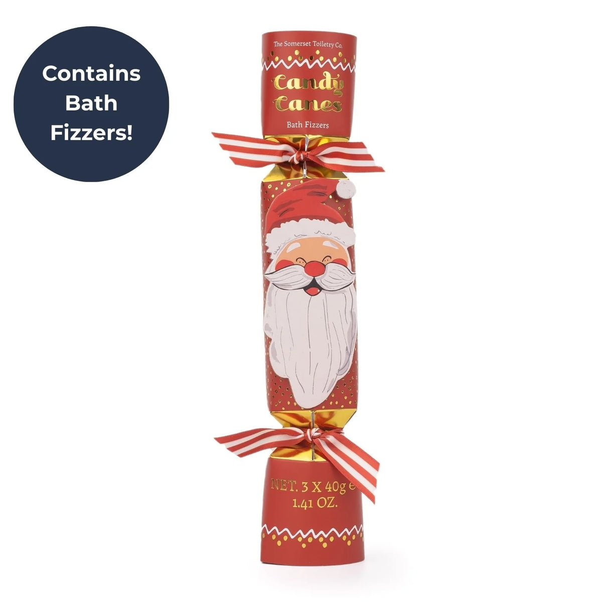 The Somerset Toiletry 40g Santa Cracker Candy Cane Bath Fizzers