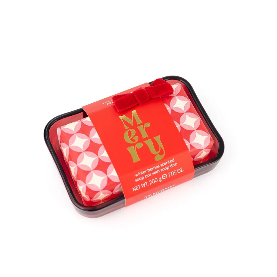 The Somerset Toiletry Co 200g Winter Berries Geo Soap Bar and Dish