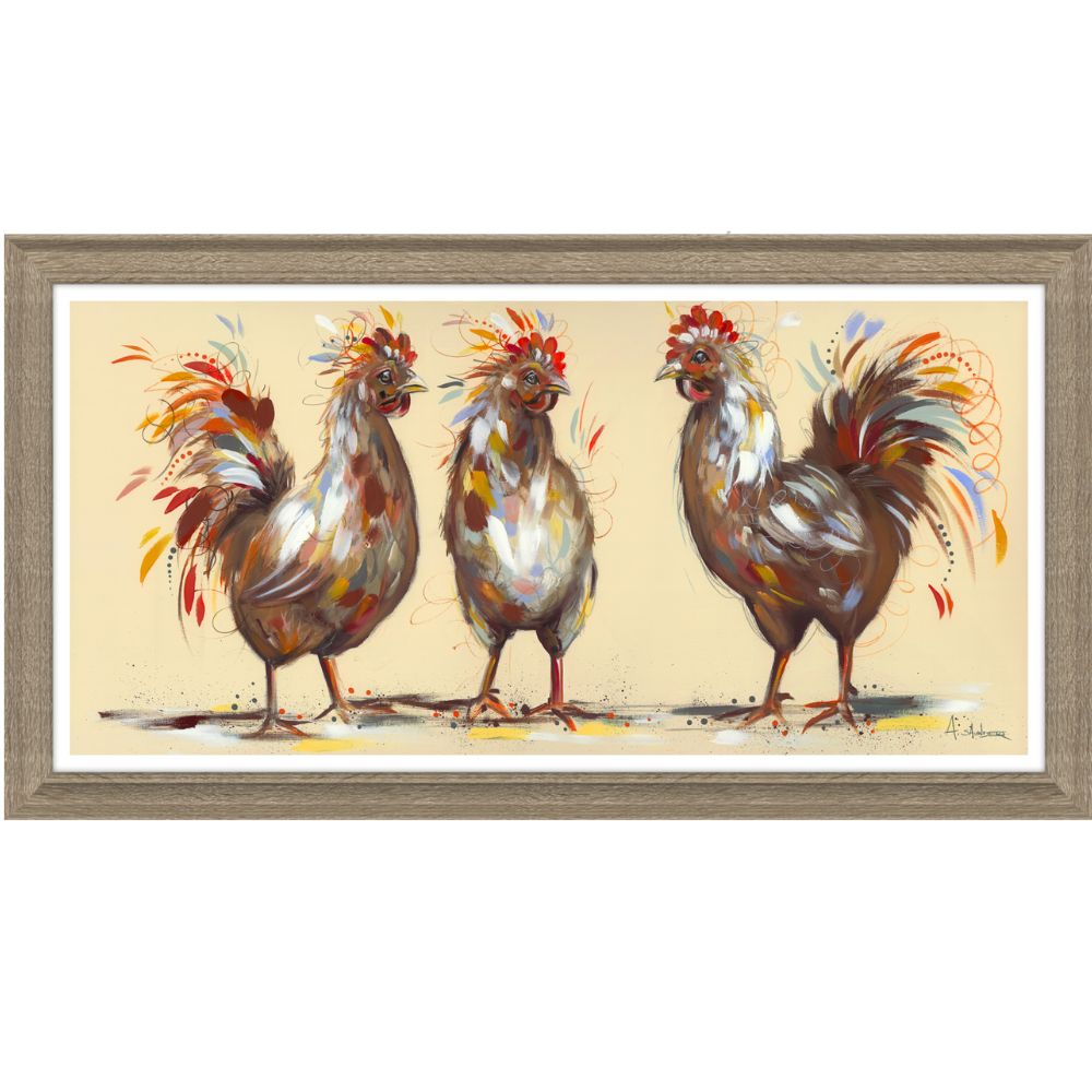 Artko 65cm 'Three Hens' Framed Print by Ashley Saunders