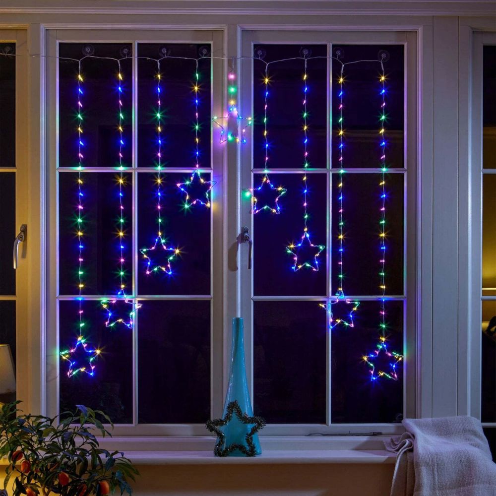 Three Kings 1.2m Multi Coloured LED Star Curtain Lights