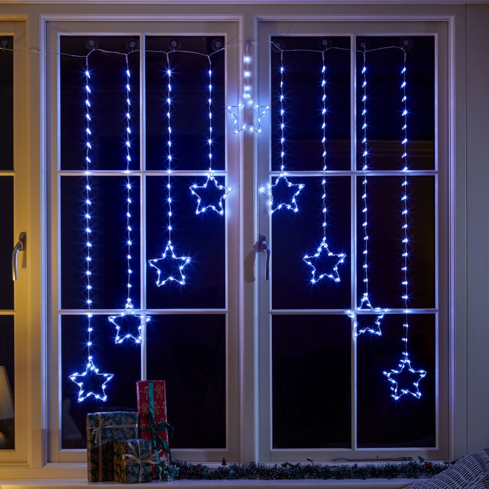 Three Kings 1.2m Cool White LED Star Curtain Lights