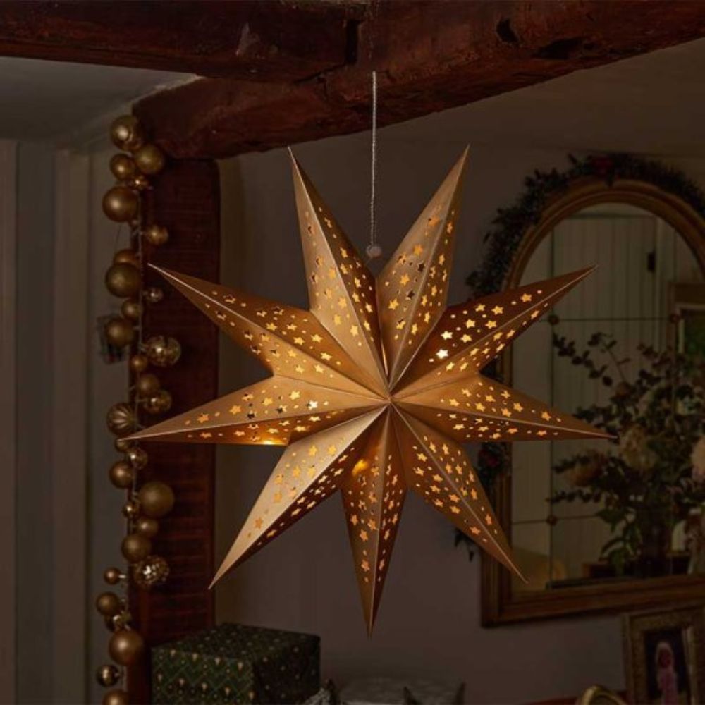 Three Kings 50cm LED Gold Origami Star