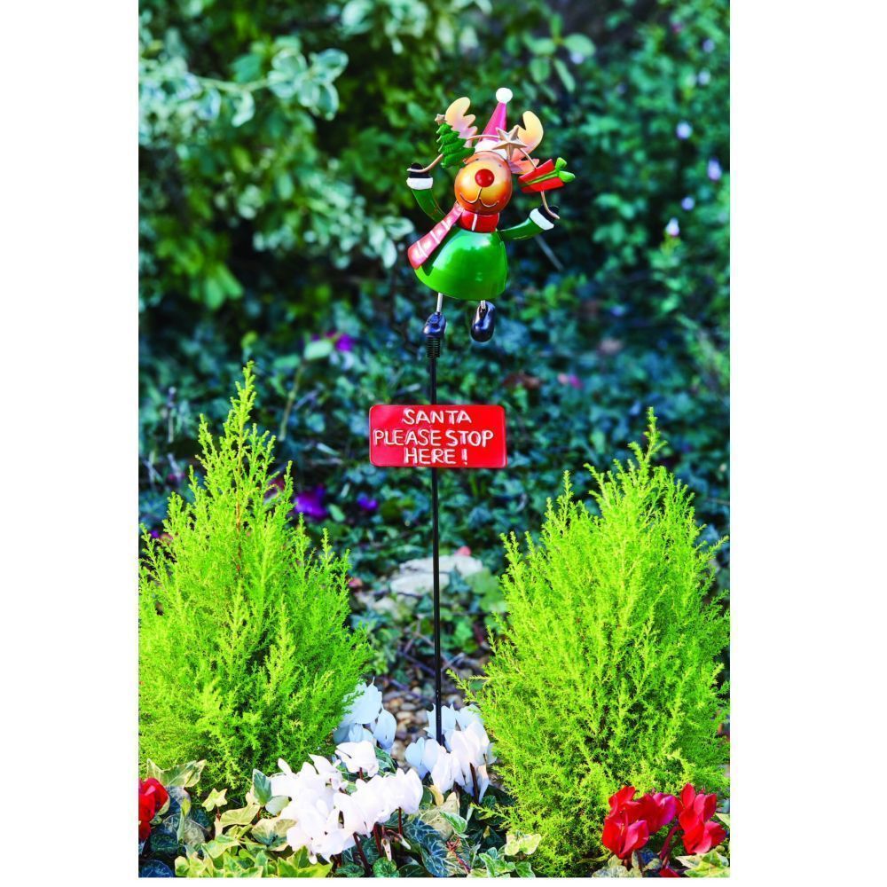 Three Kings 80cm 'Santa Stop Here' Rudy Reindeer Stake