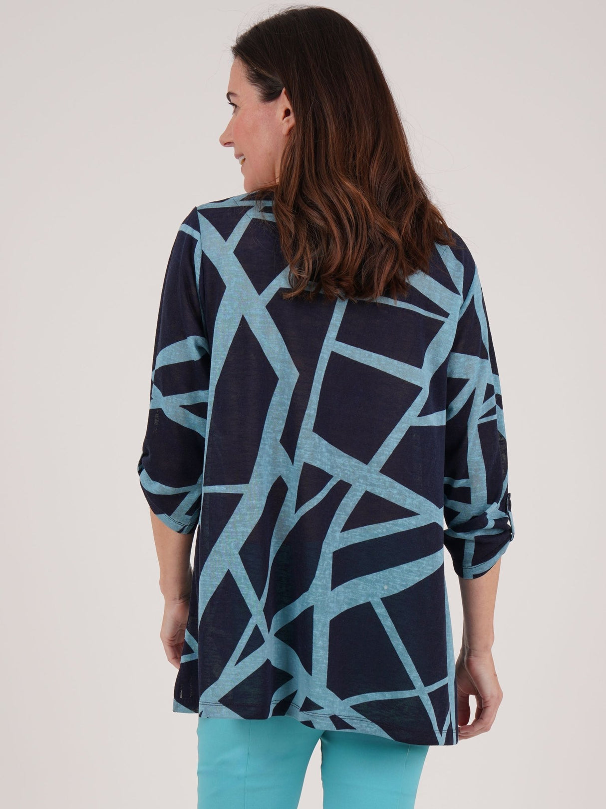 TIGI 10/12 Blue Zig Zag All Over Print Tunic - T25 - 40D - Old Railway Line Garden Centre