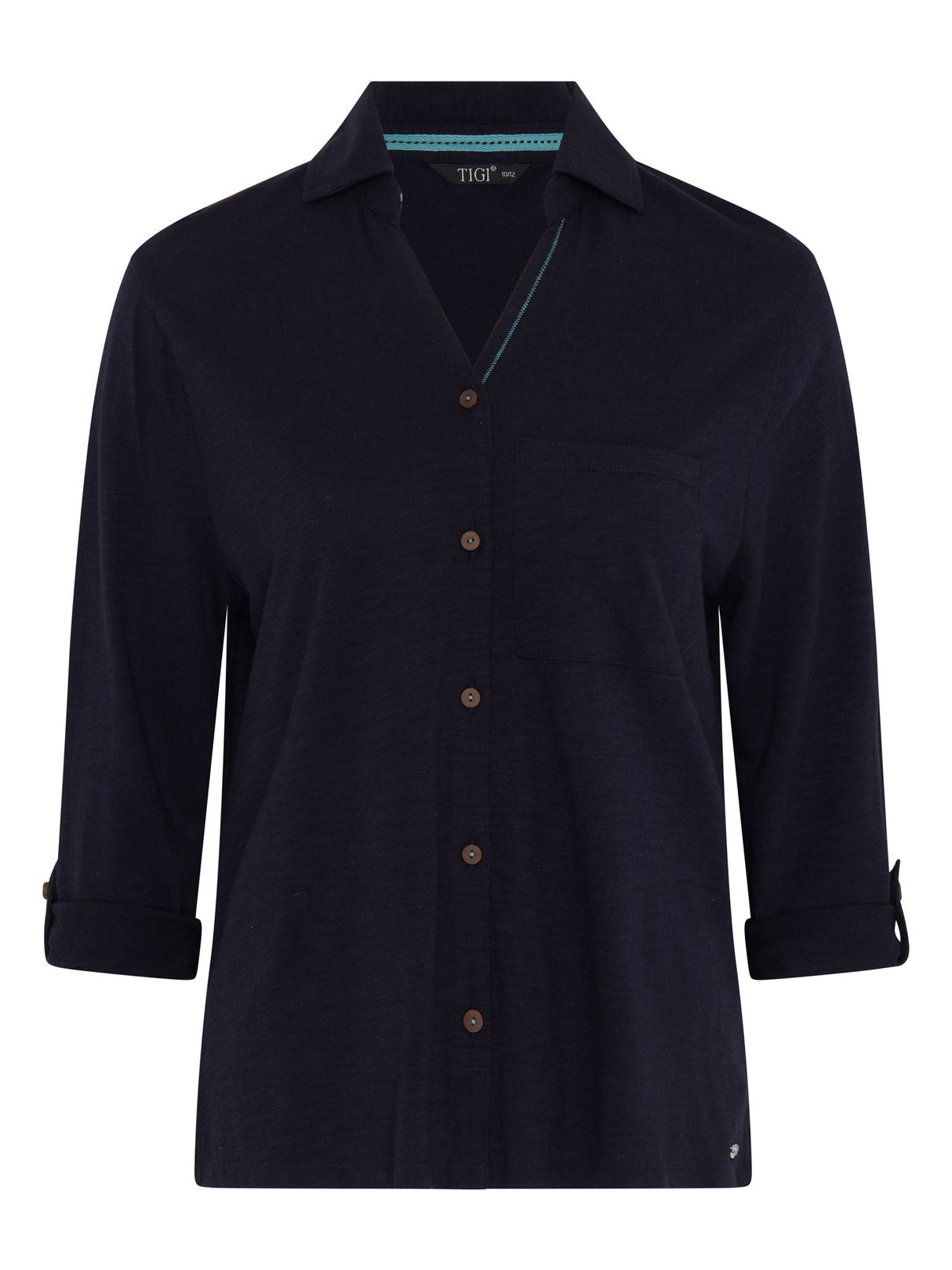 TIGI 10/12 Navy Cotton Modal Shirt - T25 - 39E - Old Railway Line Garden Centre