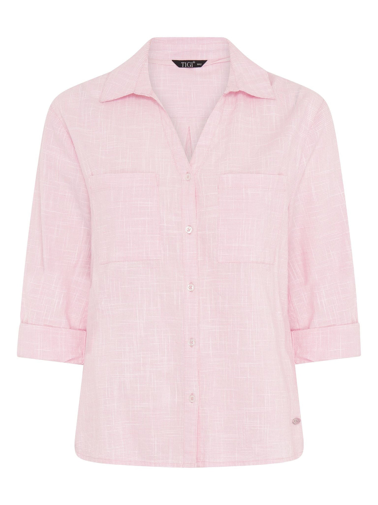 TIGI 10/12 Pink Cotton Micro - check Shirt - T25 - 38A - Old Railway Line Garden Centre