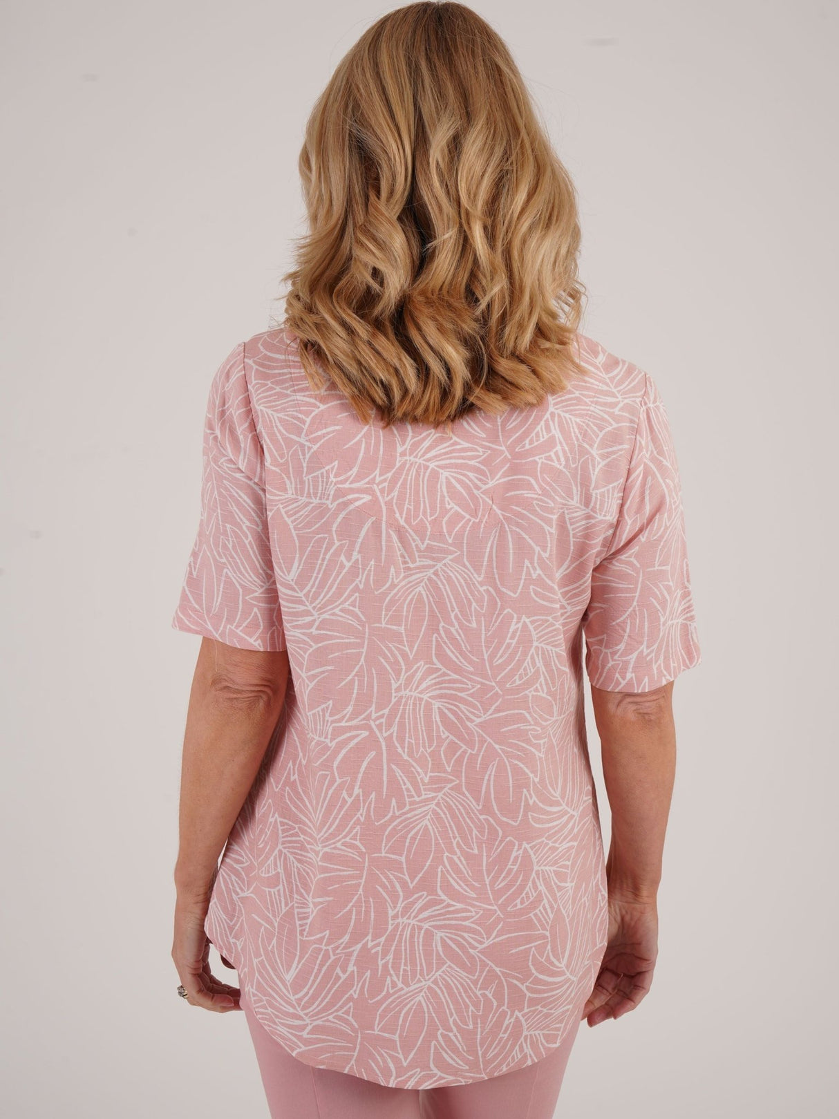 TIGI 10/12 Pink Zip Detail Viscose Dobby Top - T25 - 41A - Old Railway Line Garden Centre