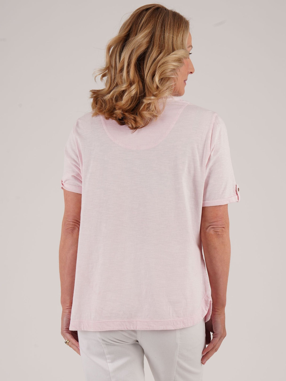 TIGI 10/12 Rose Pink Embroidered Notch Neckline Top - T25 - 38C - Old Railway Line Garden Centre