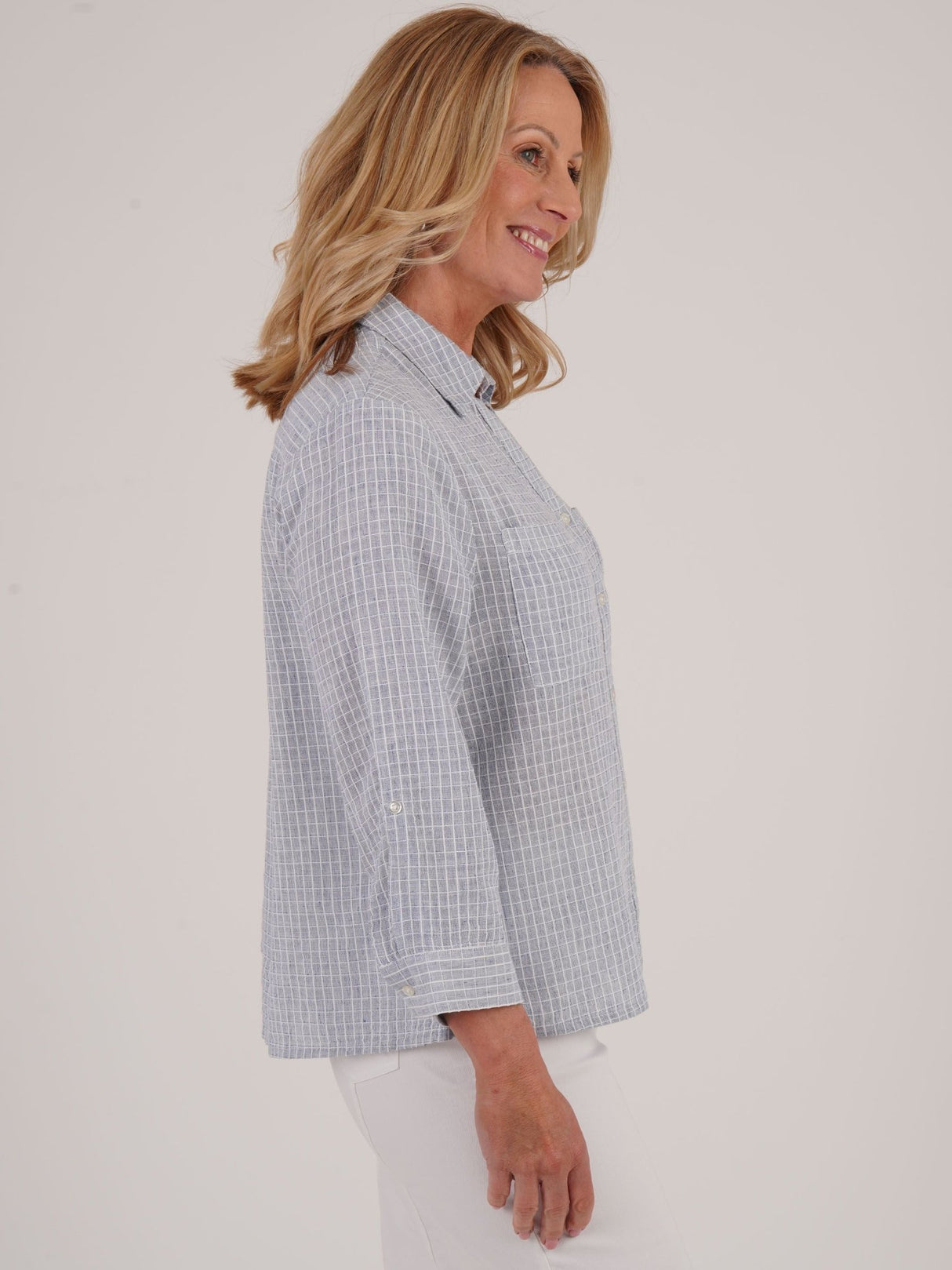 TIGI 14/16 Blue Grid Check Shirt - T25 - 46C - Old Railway Line Garden Centre