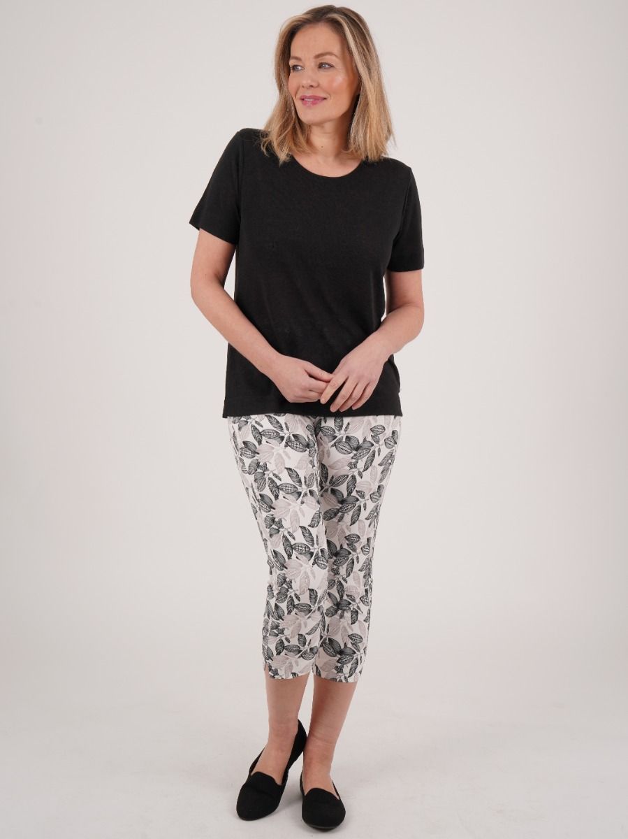 TIGI 14/16 Ivory Leafy Cocoa Bean Cropped Trouser - T25 - 38E - Old Railway Line Garden Centre