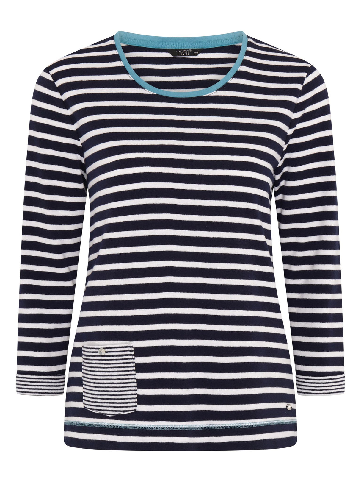 TIGI 14/16 Navy French Stripe With Pocket Top - T25 - 44A - Old Railway Line Garden Centre