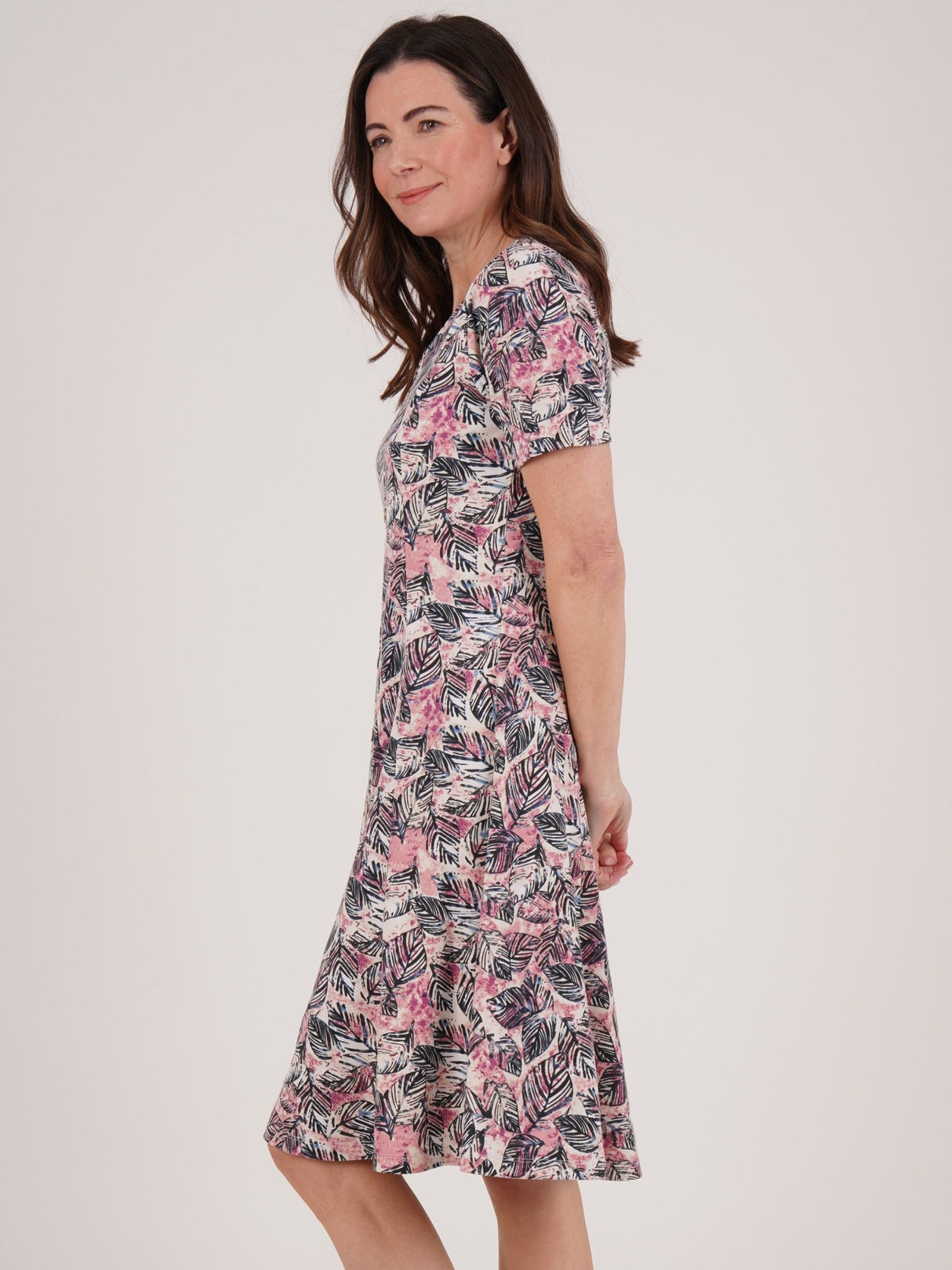 TIGI 14/16 Pink Sunset Leaf Button Dress - T25 - 35E - Old Railway Line Garden Centre