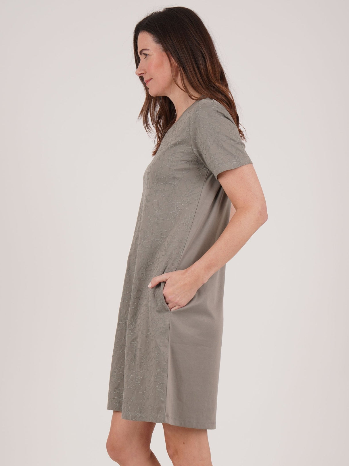 TIGI 14/16 Sage Orla Mod - Eco Leaf Embroidered Dress - T25 - 37E - Old Railway Line Garden Centre