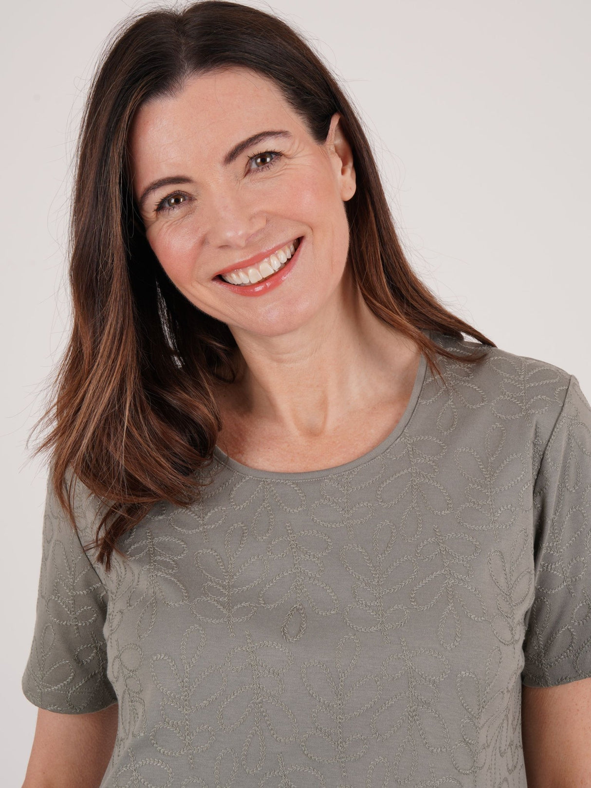 TIGI 14/16 Sage Orla Mod - Eco Leaf Embroidered Dress - T25 - 37E - Old Railway Line Garden Centre