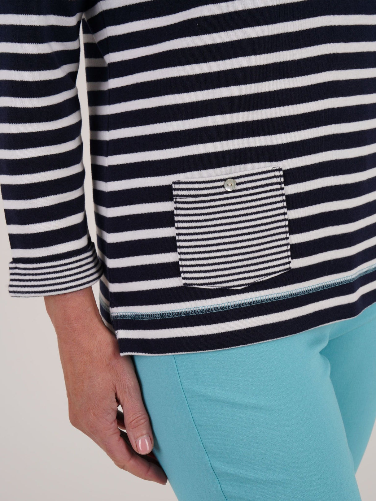 TIGI 18/20 Navy French Stripe With Pocket Top - T25 - 44A - Old Railway Line Garden Centre