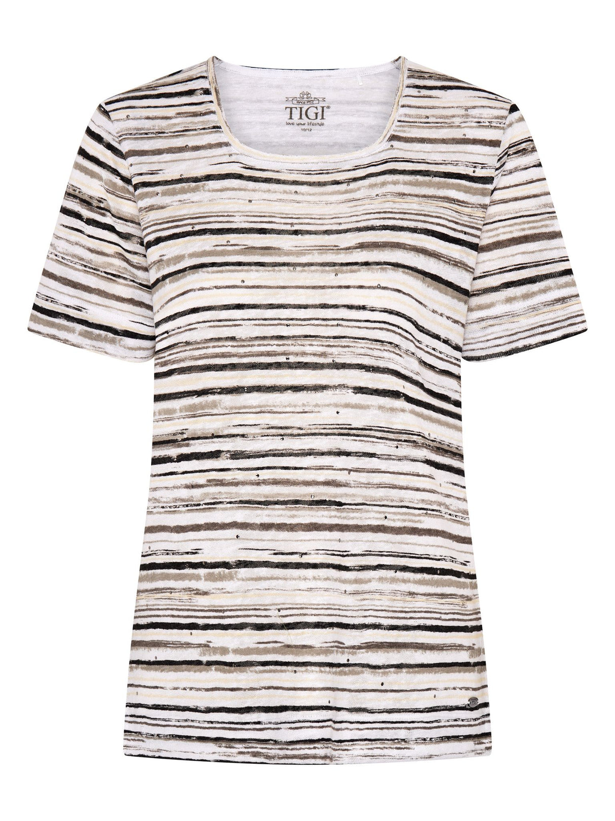 TIGI 8/10 Sage Painterly Stripe Top - T25 - 37B - Old Railway Line Garden Centre