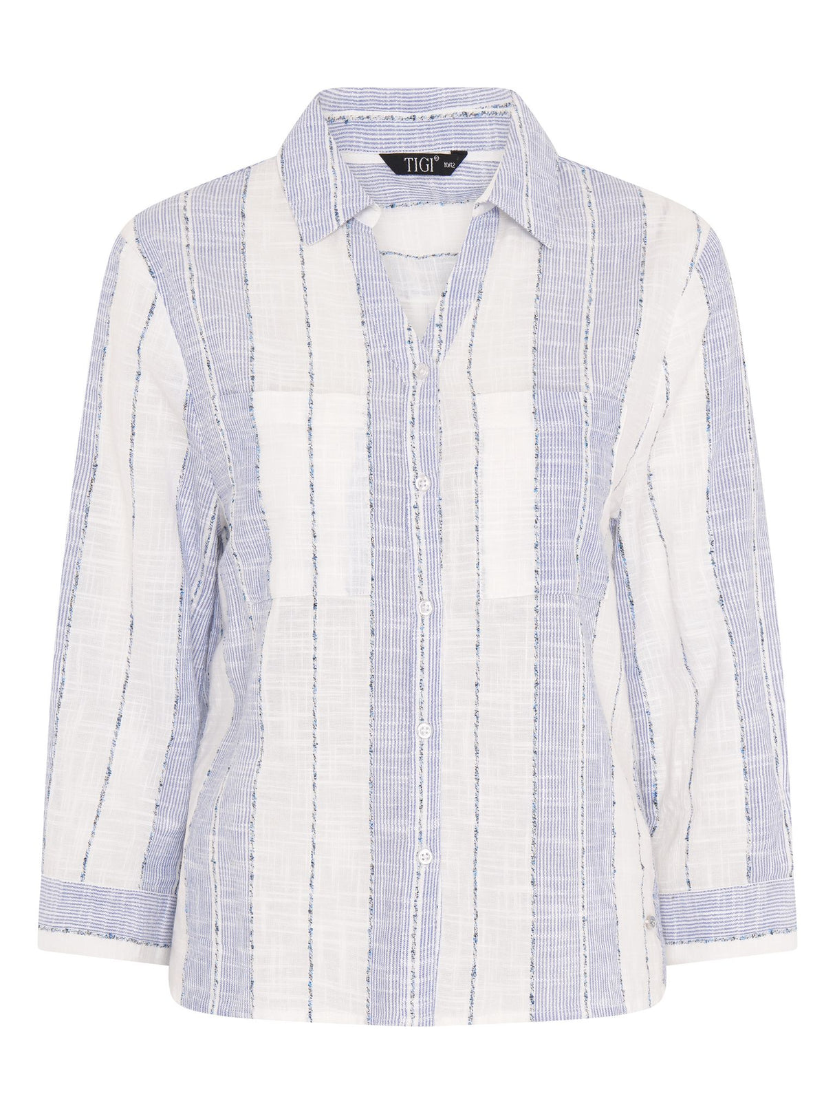 TIGI Blue Textured Stripe Lightweight Shirt - T25 - 46A - Old Railway Line Garden Centre