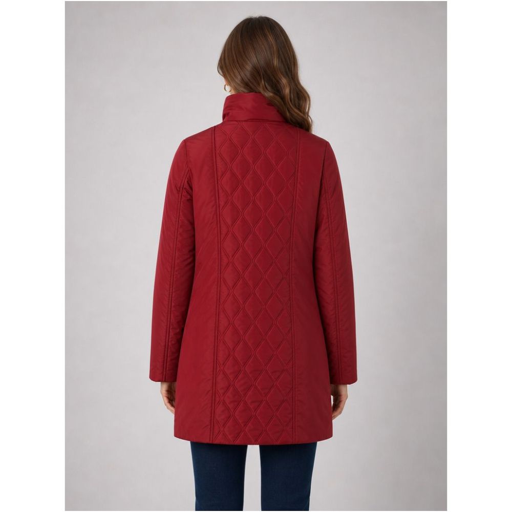 Tigi Diamond Quilt Long Coat - Red