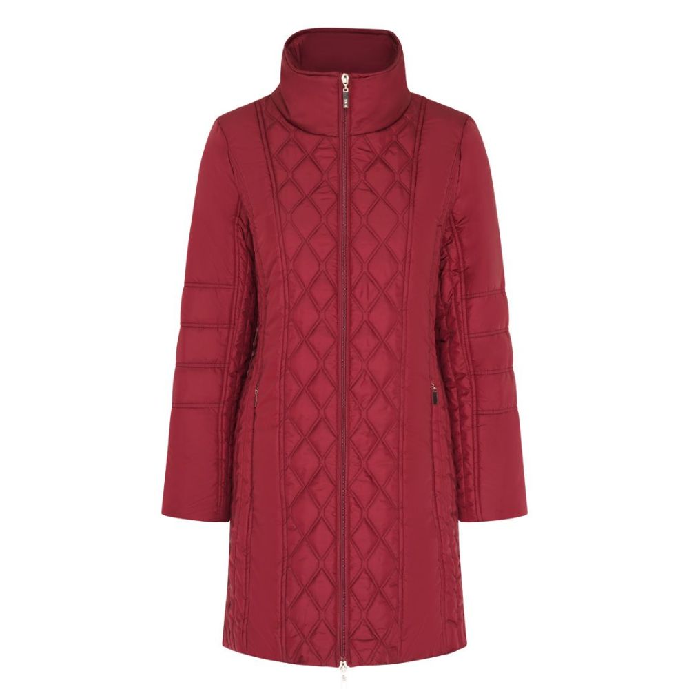Tigi Diamond Quilt Long Coat - Red